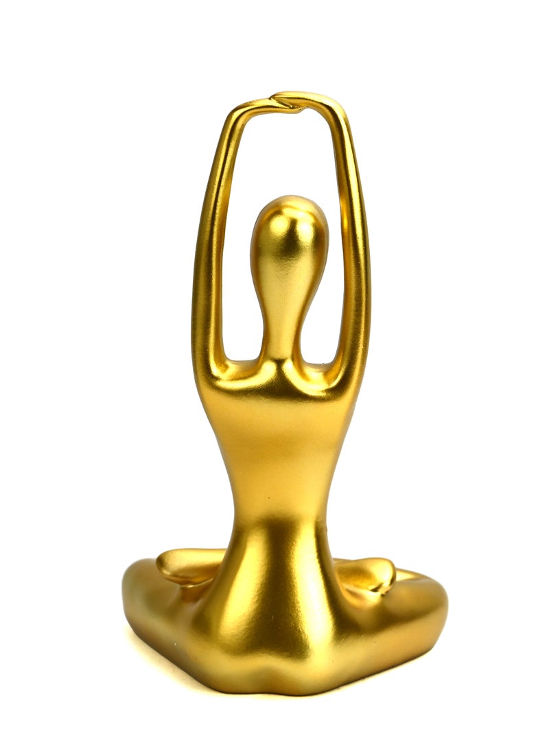 Yoga Figurine Art Sculpture Golden/Single Human Statue Lady Figurines/Creative Desk Decorations For Modern Home Living Room Décor/Gift For Friends & Family For Special Occasions  - Image 3