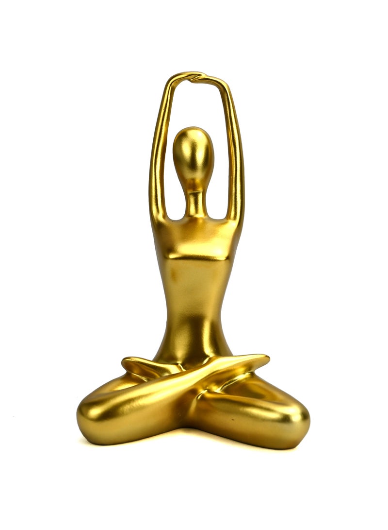 Yoga Figurine Art Sculpture Golden/Single Human Statue Lady Figurines/Creative Desk Decorations For Modern Home Living Room Décor/Gift For Friends & Family For Special Occasions  - Image 1