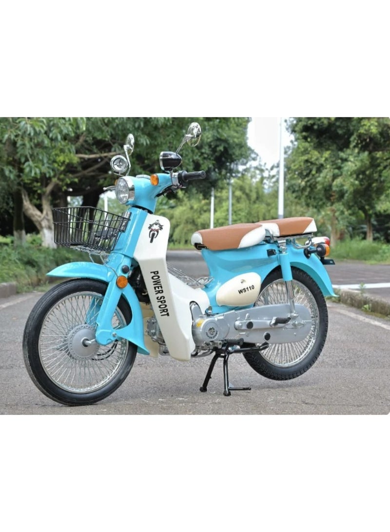 Classic motorcycle similar to the Honda 110, blue color - WS110 - Image 2