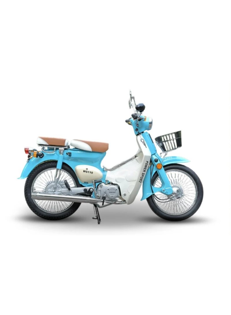 Classic motorcycle similar to the Honda 110, blue color - WS110 - Image 3
