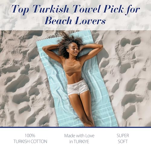 Cacala Lightweight and Thin Turkish Beach Towel 100% Cotton Sand-Free and Quick-Drying Goodness Perfect as an Extra Large Travel Towel, Beach Accessory, or Gift for Beach Lovers, 37 x 70 - Image 3