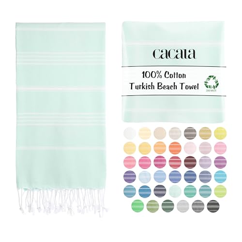 Cacala Lightweight and Thin Turkish Beach Towel 100% Cotton Sand-Free and Quick-Drying Goodness Perfect as an Extra Large Travel Towel, Beach Accessory, or Gift for Beach Lovers, 37 x 70 - Image 1