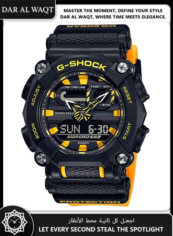 Casio G-Shock GA-900A-1A9 Men's Tough Digital-Analog Watch - Industrial 10-Sided Bezel, Yellow Resin Band, Shock-Resistant, 200M Water Resistant, Enhanced Visibility, Anti-Slip Buttons, Street & Outdoor Style - Image 1
