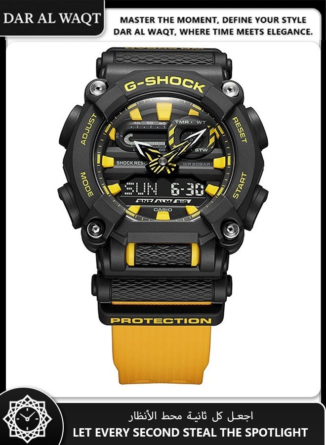 Casio G-Shock GA-900A-1A9 Men's Tough Digital-Analog Watch - Industrial 10-Sided Bezel, Yellow Resin Band, Shock-Resistant, 200M Water Resistant, Enhanced Visibility, Anti-Slip Buttons, Street & Outdoor Style - Image 2
