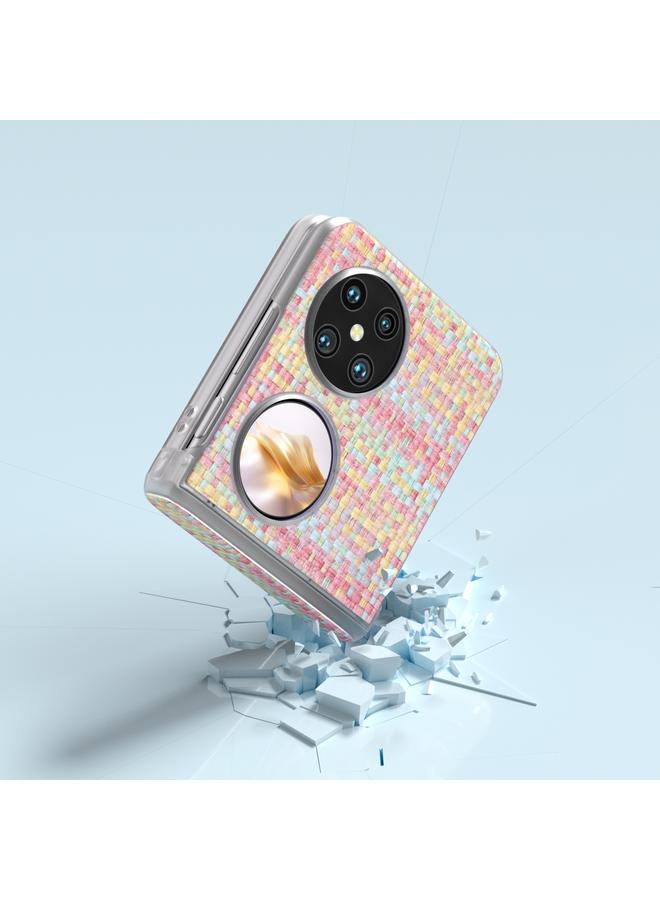 اس-توب جراب لهاتف Huawei Pocket 2 3 في 1، جراب هاتف شفاف غير لامع بنسيج معيني ملون - Image 5