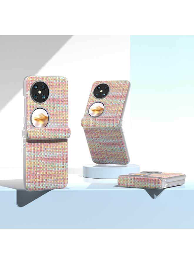 اس-توب جراب لهاتف Huawei Pocket 2 3 في 1، جراب هاتف شفاف غير لامع بنسيج معيني ملون - Image 2