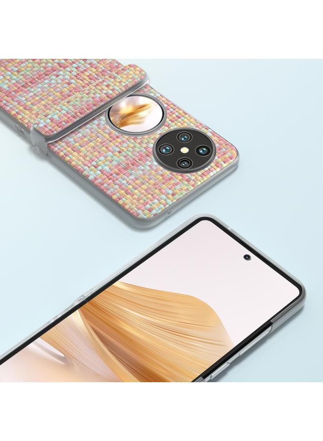 اس-توب جراب لهاتف Huawei Pocket 2 3 في 1، جراب هاتف شفاف غير لامع بنسيج معيني ملون - Image 3