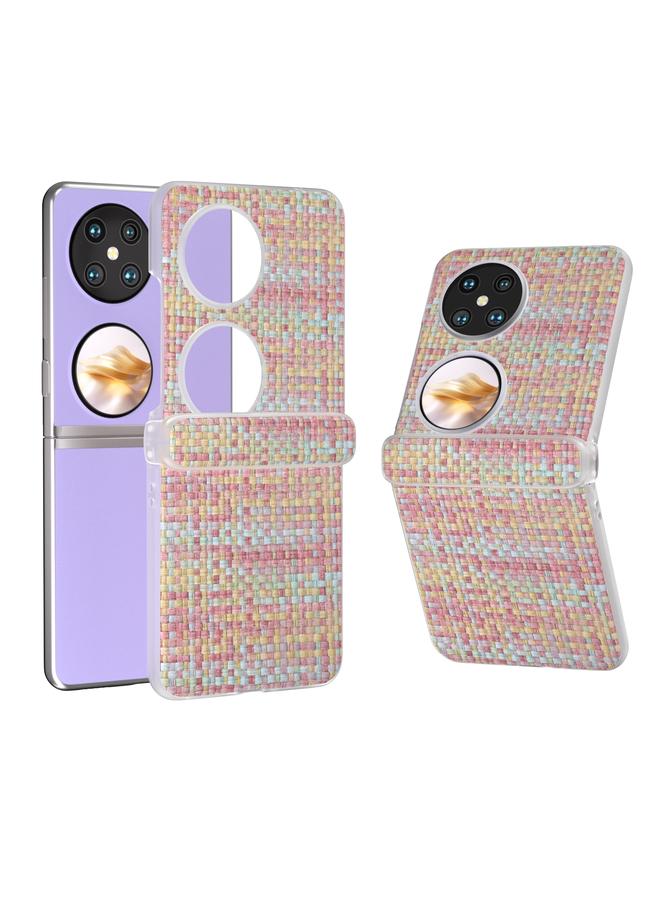 اس-توب جراب لهاتف Huawei Pocket 2 3 في 1، جراب هاتف شفاف غير لامع بنسيج معيني ملون - Image 1