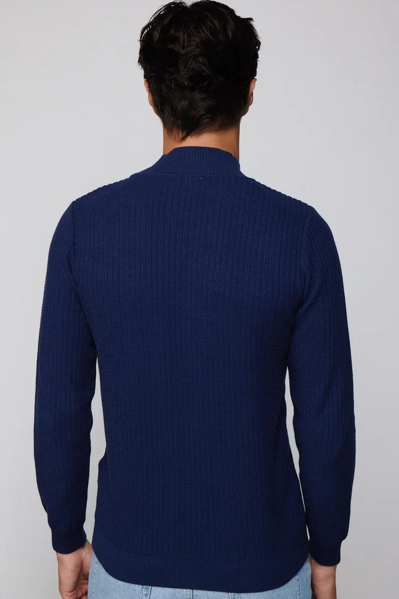 تودورس Slim Fit Half Turtleneck Non-Pilling Navy Blue Men's Knitwear Sweater