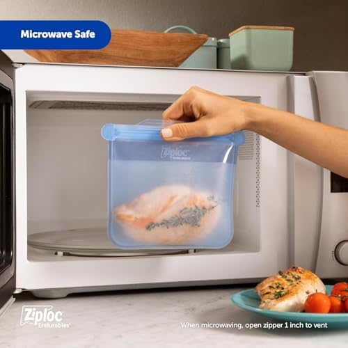 Ziploc Endurables Medium Pouch, 2 Cups, Reusable Silicone Bags and Food Storage Meal Prep Containers for Freezer, Oven, and Microwave, Dishwasher Safe - Image 5