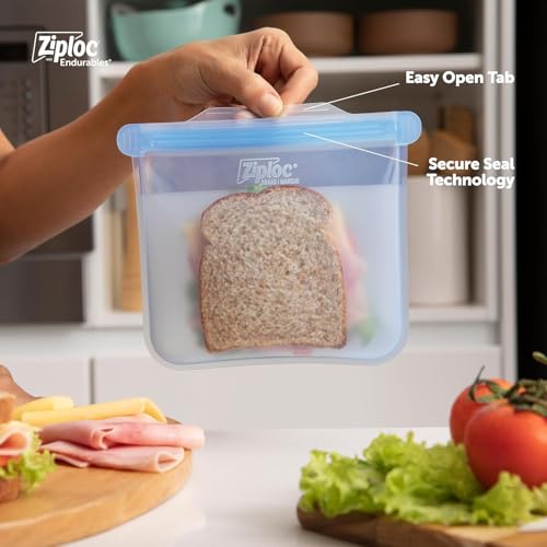 Ziploc Endurables Medium Pouch, 2 Cups, Reusable Silicone Bags and Food Storage Meal Prep Containers for Freezer, Oven, and Microwave, Dishwasher Safe - Image 4