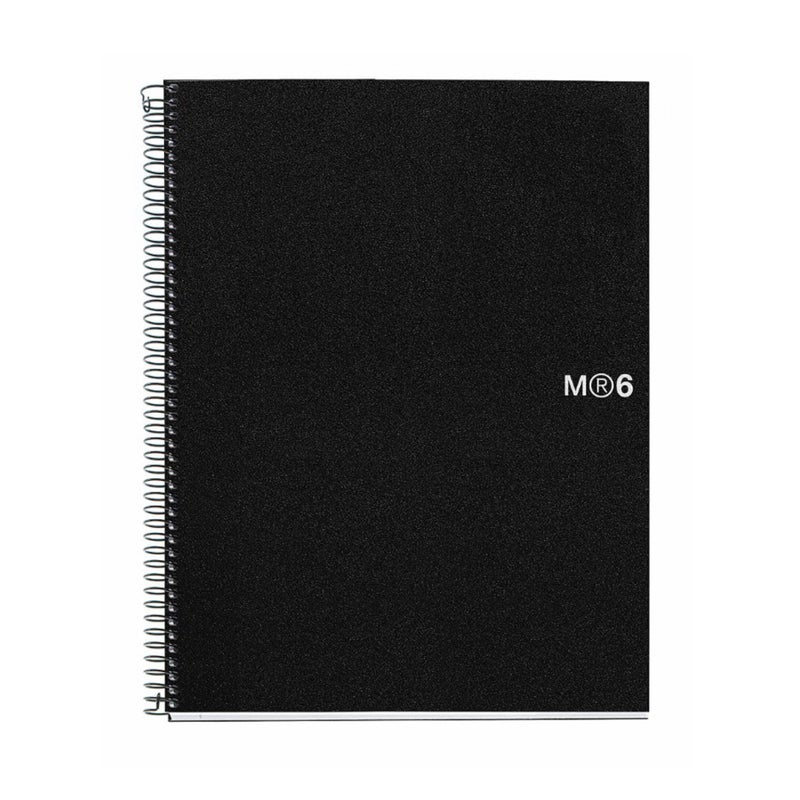Miquelrius 8.5 x11 Wirebound Notebook, 6-Subject, College Ruled, Black, A4-11.7" x 8.27" (45171) - Image 1
