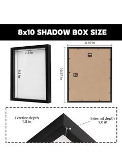 erorex 8X10 Shadow Box Picture Frame With Linen Board Deep Wood And Glass Display Case Ready To Hang Memory Box Baby Sports Memorabilia Pins Awards Medals Wedding Tickets And Photos Black  - Image 2