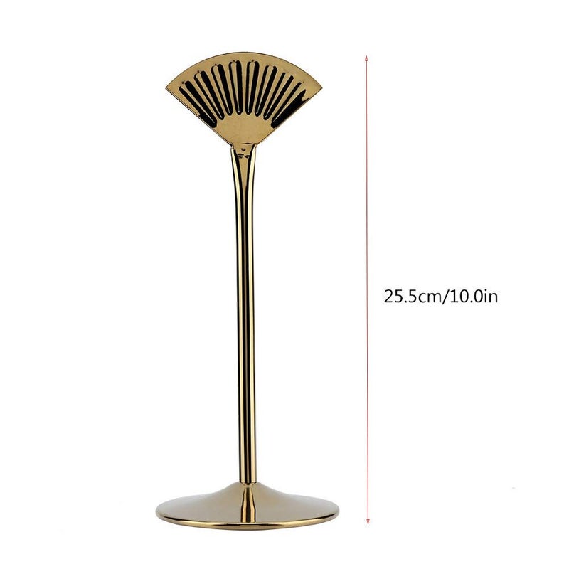 Gold 10 Inch Fan Shape Table Number Holder Stand With Stable Base For Wedding Restaurant - Image 4