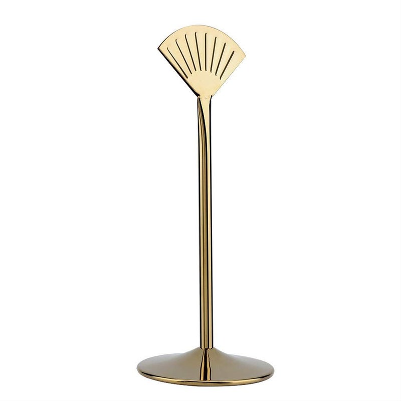 Gold 10 Inch Fan Shape Table Number Holder Stand With Stable Base For Wedding Restaurant - Image 1