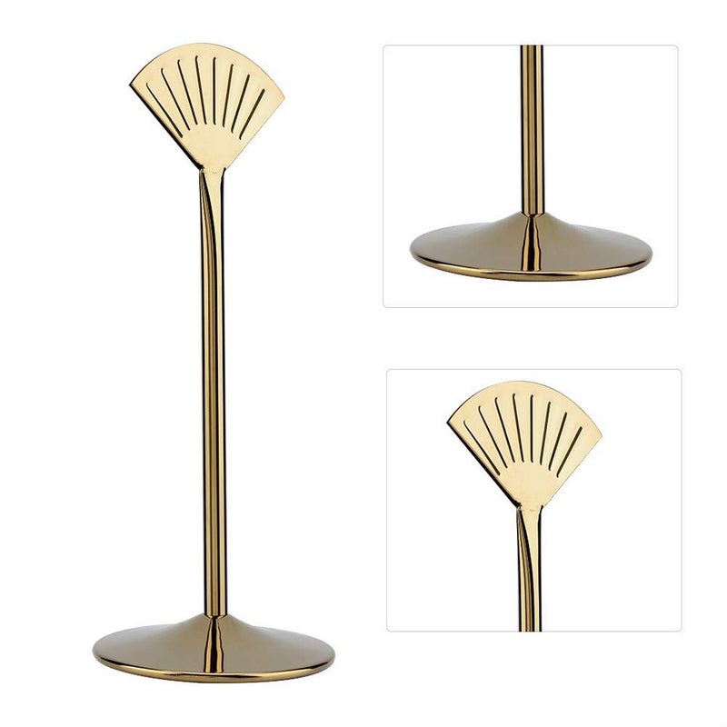Gold 10 Inch Fan Shape Table Number Holder Stand With Stable Base For Wedding Restaurant - Image 3