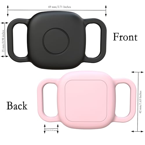 GudCoaks Waterproof Dog Collar Holder for Tile Life360 Mate 2024/2022 Tracker,2 Pack Anti Lost Soft Silicone Case for cat pet Necklace, Protective Cover Accessories for Tile Tracker Finder (Black/Pink) - Image 2