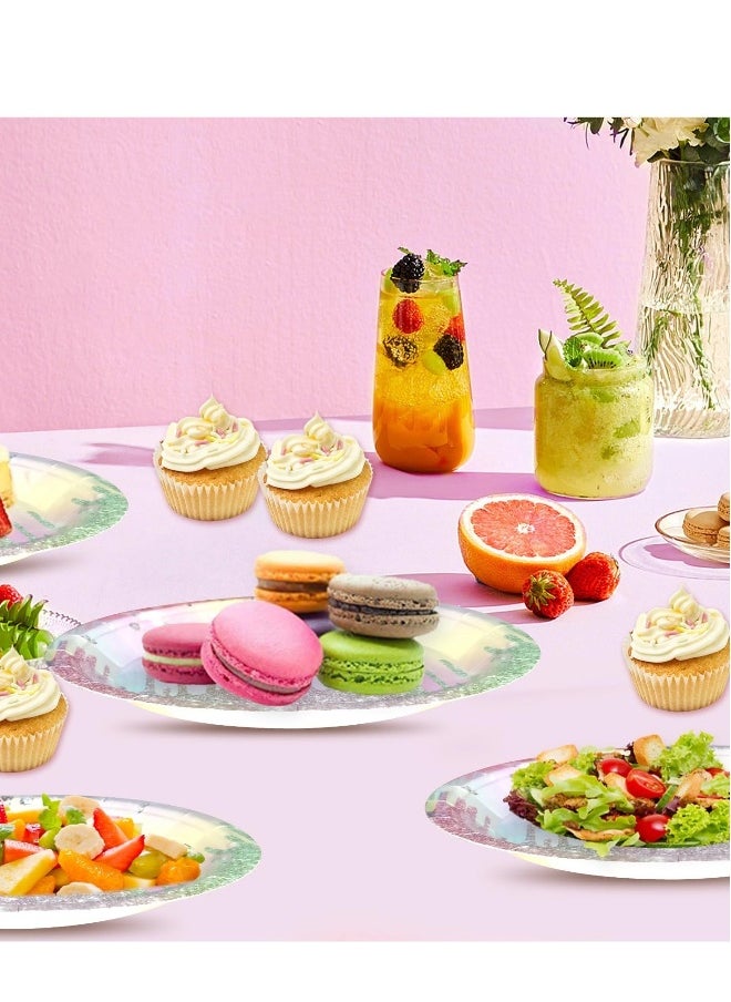 Generic Diamond Glitter Paper Plates, 7-Inch Dessert Paper Plates, Iridescent Disposable Plates, for Girls' Kids Birthday and Baby Shower (48 PCS)  - Image 4