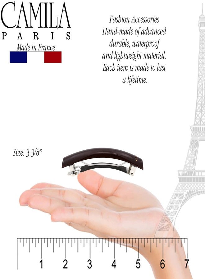 Camila Paris CP3457 French Hair Barrette Clip for Girls Brown, Rubberized Metal Clasp Strong Hold Grip Hair Clips for Women, No Slip Durable and Styling Girls Hair Accessories, Made in France - Image 3