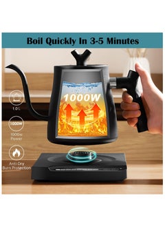 Generic Electric Kettle V60, Precision Electric Gooseneck Kettle 304 Stainless Steel Adjustable Temperature Quick Boil 1L Quick Heating  - Image 4