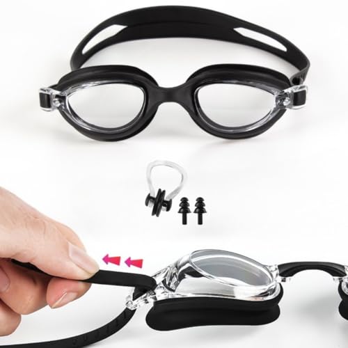 Rainbow Professional Swimming Goggles for Men & Women | Anti-Fog Protected Swimming Glasses for Men & Women | Leak-Proof Goggle with Adjustable Straps | Black – Pack of 1 - Image 1
