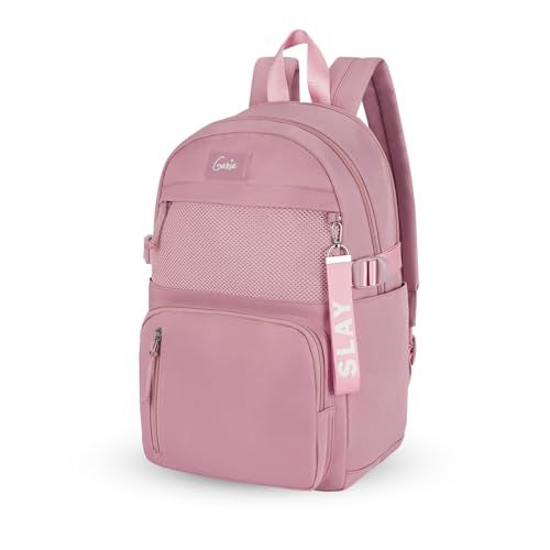 Genie Berry Casual Backpack for Girls |17 In-16 Ltr with Laptop Sleeve,Two Compartments,Organizer and Light Weight with Padded Shoulders |Best for Books,Stationery,Lunch Box & Essentials - Pink - Image 1