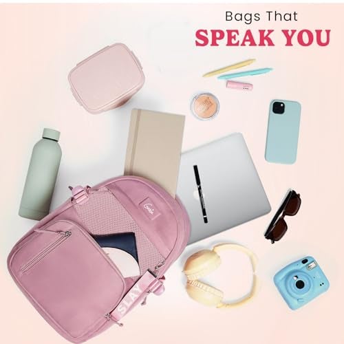 Genie Berry Casual Backpack for Girls |17 In-16 Ltr with Laptop Sleeve,Two Compartments,Organizer and Light Weight with Padded Shoulders |Best for Books,Stationery,Lunch Box & Essentials - Pink - Image 3