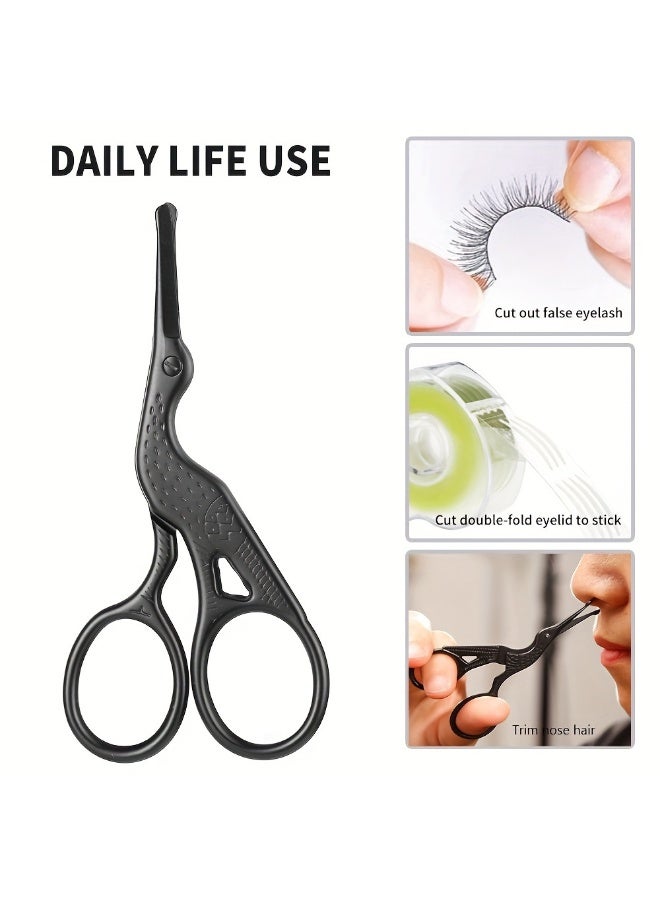 Stainless Steel Hair Scissors - Enhanced Safety Round Tip Stork Scissors for Precise Eyebrow, Nose, Beard & Ear Hair Trimming - Durable,, Professional Quality Grooming Tool - Image 5