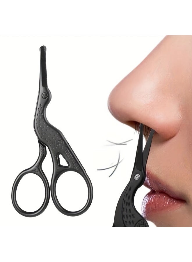 Stainless Steel Hair Scissors - Enhanced Safety Round Tip Stork Scissors for Precise Eyebrow, Nose, Beard & Ear Hair Trimming - Durable,, Professional Quality Grooming Tool - Image 1
