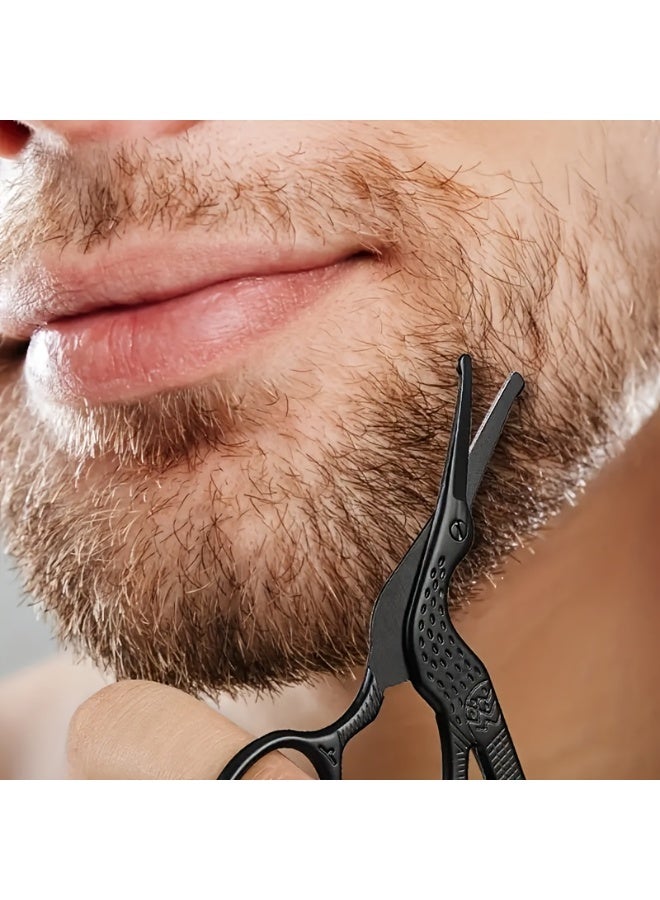 Stainless Steel Hair Scissors - Enhanced Safety Round Tip Stork Scissors for Precise Eyebrow, Nose, Beard & Ear Hair Trimming - Durable,, Professional Quality Grooming Tool - Image 2
