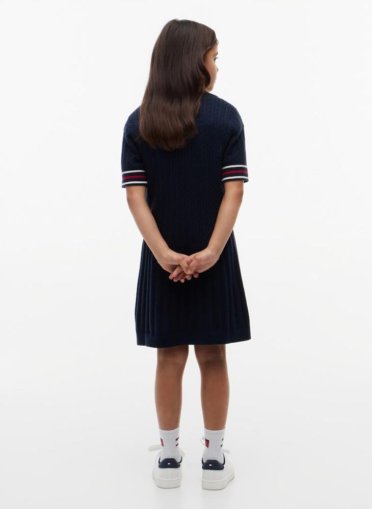 TOMMY HILFIGER Cable Knit Short Sleeve Polo Dress - Image 2