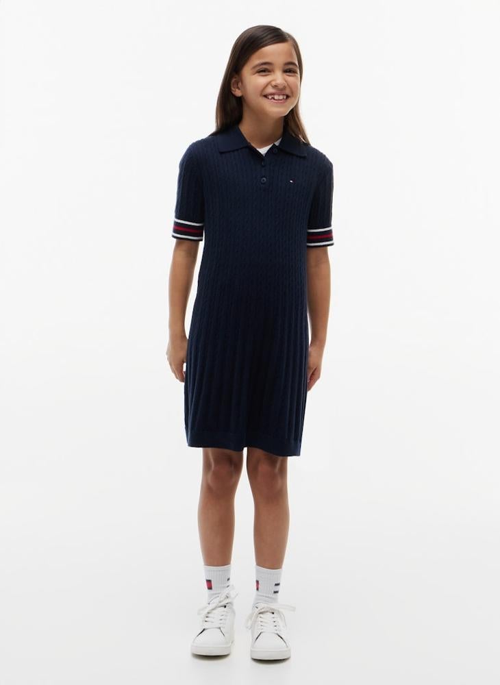 TOMMY HILFIGER Cable Knit Short Sleeve Polo Dress - Image 1