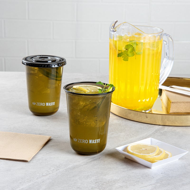 Restaurantware-Zero Waste 16 Ounce Drinking Cups, 1000 U-Shape Plastic Cups - Lids Sold Separately, Commercially Compostable, Black PLA Plastic Party Drinking Cups,Rolled Rim, For Cold Beverages - Image 3