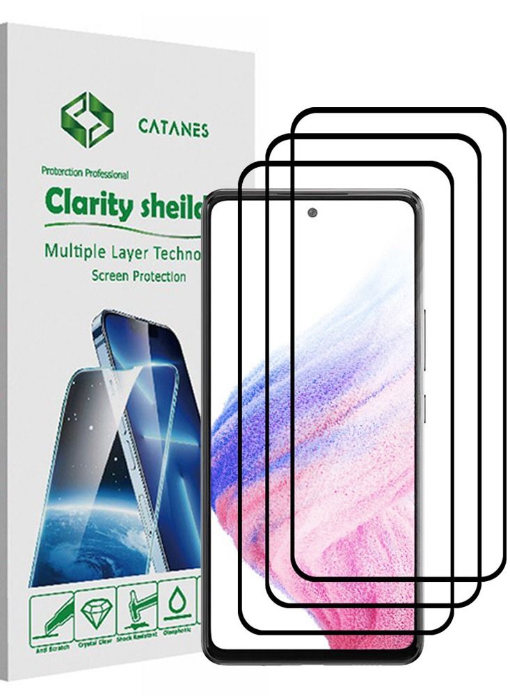 CATANES 3 Pack For Samsung Galaxy A53 5G Screen Protector Tempered Glass Full Glue Back - Image 1