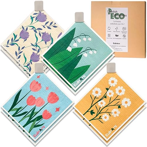 Eulnars Swedish Dishcloths, 8 Pack Reusable Paper Towels with Clips, Non-Scratch Swedish Dish Towels for Kitchen, Super Absorbent Cellulose Dish Cloths, No Odor Cleaning Rags - Image 1