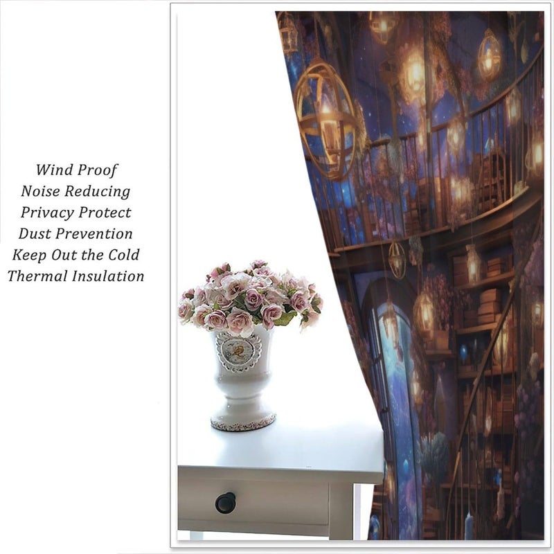 LOMADIA Bookshelf Blackout Curtains, Dream Books Library Bookcase Pattern Window Rod Pocket Thermal Insulated Curtain for Bedroom Living Room Home Office Home Decor Drapes 42x45in - Image 5