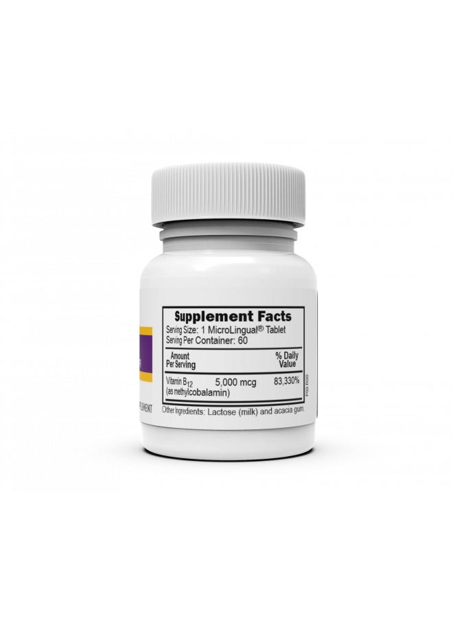 Superior Source - Superior Source No Shot Vitamin B12 Methylcobalamin 5000 mcg, Quick Dissolve MicroLingual Tablets, 60 Count, Active Form of B12, Supports Energy Production, Nervous System Support, Non-GMO - Image 1