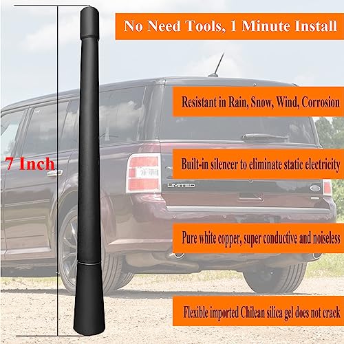 RooFox 7 Inch Antenna Replacement for Ford Flex (2009-2018), Ford Flex Antenna, Flexible Rubber Antenna Mast - Image 2
