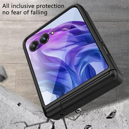 Kapa Textured Grip with Stand Hinge Protection Back Cover for Moto Razr 50 Ultra | with [Inbuilt Glass] Full Body Shockproof Hard Back Case (Black) - Image 5