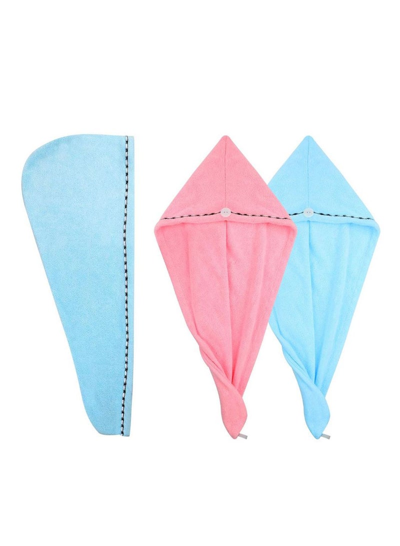 2-Piece Anti-Frizz Bath Towel Set Blue/Pink 10 x 26inch