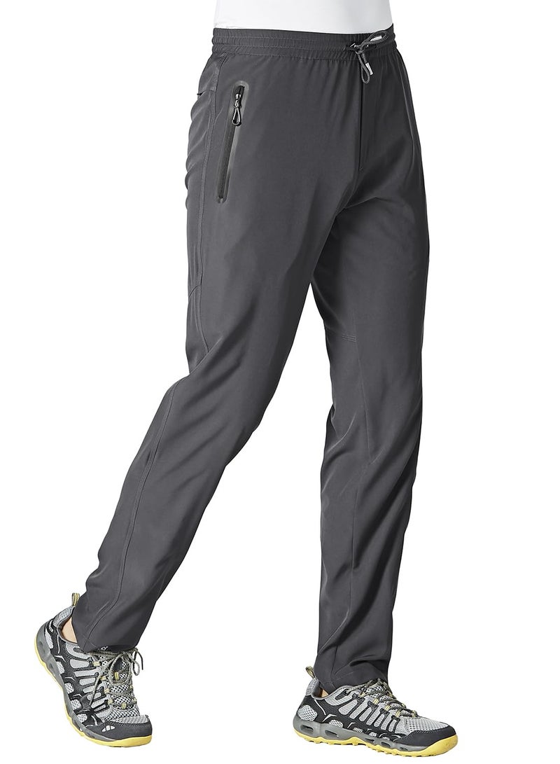 YSENTO Men Hiking Pants Breathable Sports Sweats Running Pants Zipper Pockets Dark Grey Size XL - Image 1