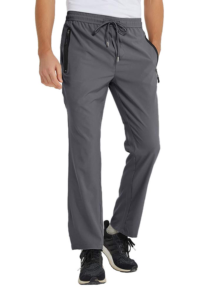 YSENTO Men Hiking Pants Breathable Sports Sweats Running Pants Zipper Pockets Dark Grey Size XL - Image 4
