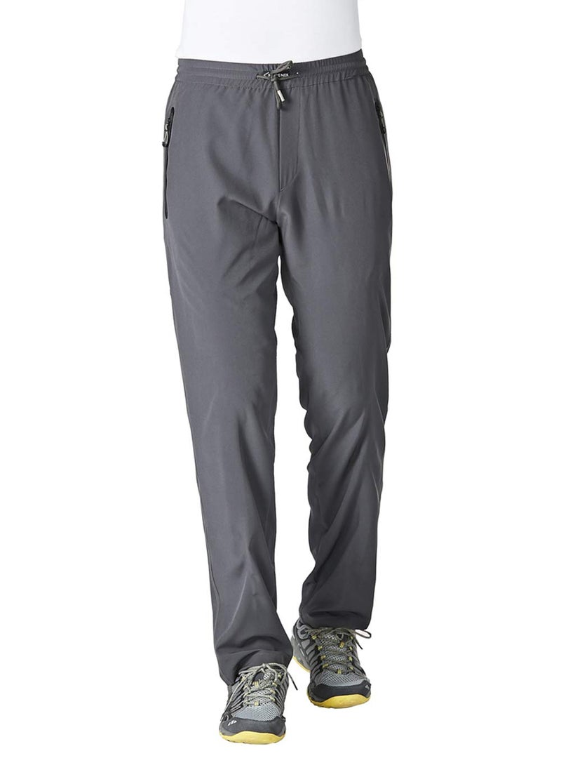 YSENTO Men Hiking Pants Breathable Sports Sweats Running Pants Zipper Pockets Dark Grey Size XL - Image 2