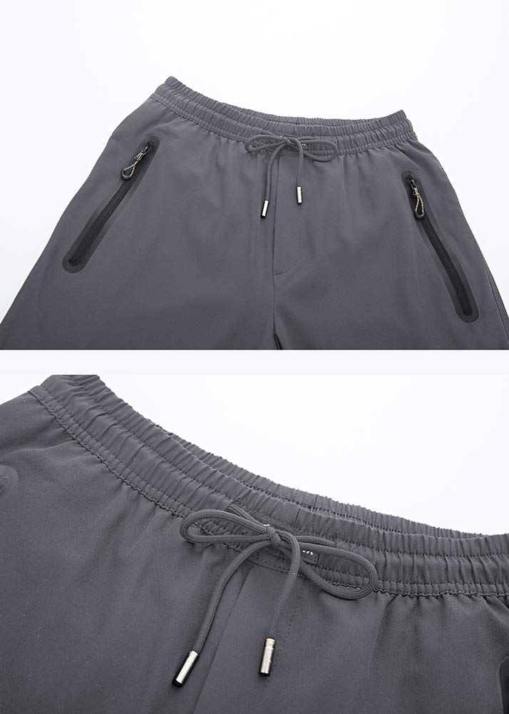 YSENTO Men Hiking Pants Breathable Sports Sweats Running Pants Zipper Pockets Dark Grey Size XL - Image 5