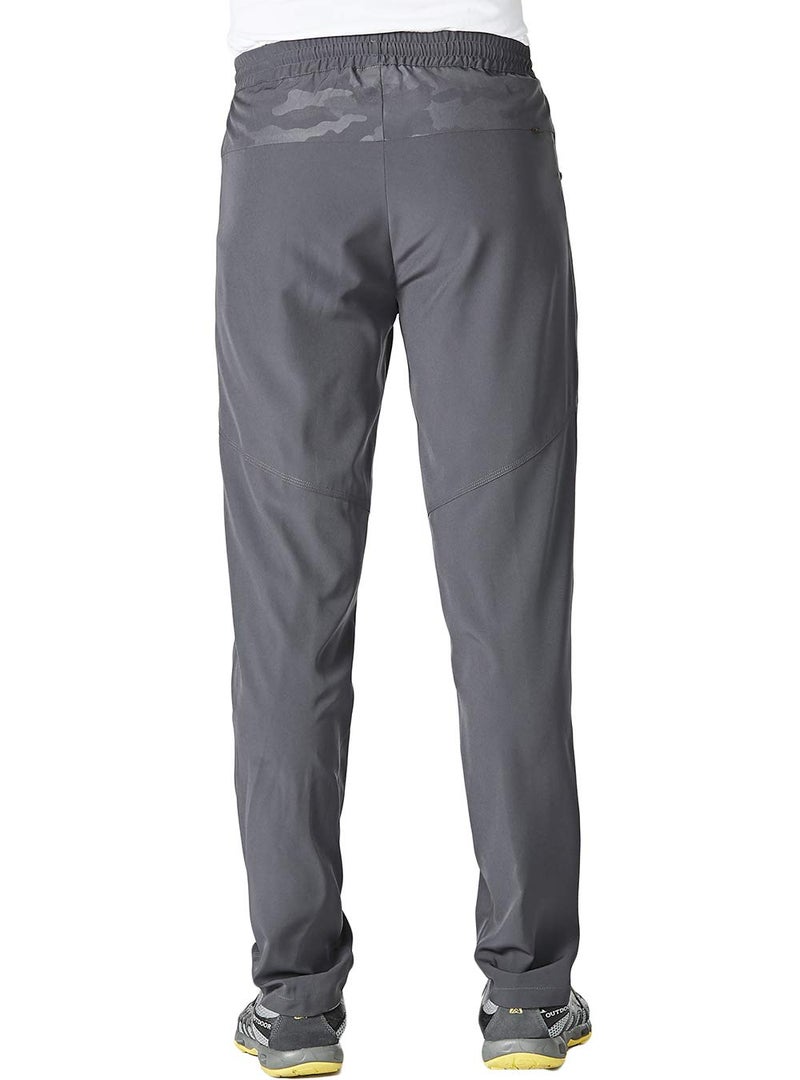 YSENTO Men Hiking Pants Breathable Sports Sweats Running Pants Zipper Pockets Dark Grey Size XL - Image 3