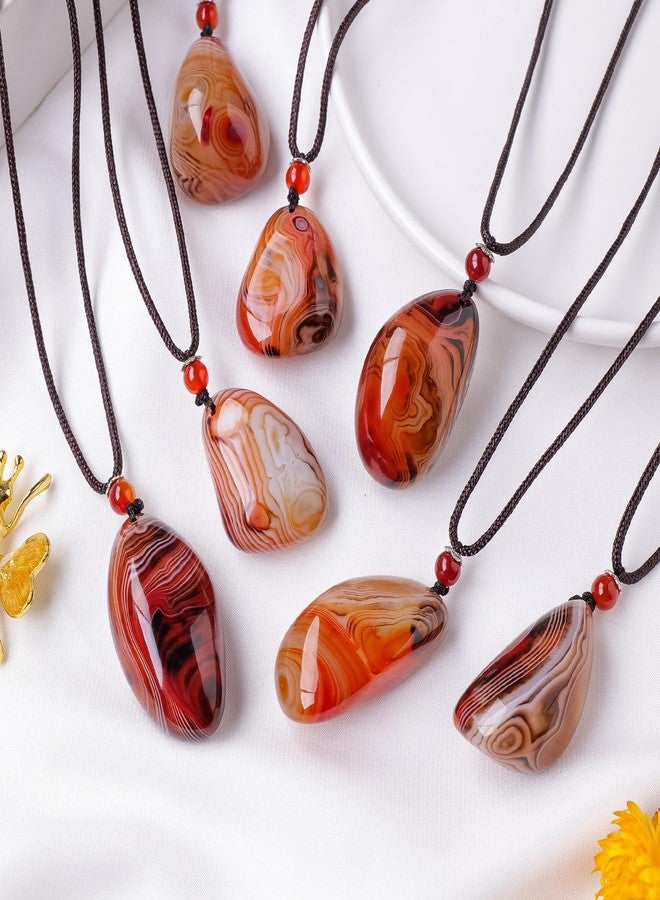 RJINGSHI 2PCS Natural Couple Style Necklace Sardonyx Pendant Crystal Gemstone Irregular Polished Sardonyx Crystal Agate Decor Gift for Woman Man Lovers - Image 4