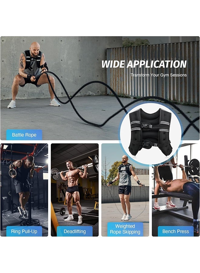 Arabest Weighted Vest, 5KG/8KG/10KG/12KG Weight Vest with Reflective Stripe and Detachable Front Zipper Pocket for Workout, Strength Training, Running, Muscle Building, Weight Loss - Image 5