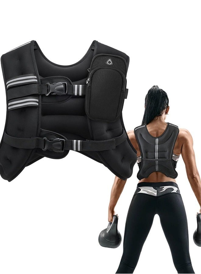 Arabest Weighted Vest, 5KG/8KG/10KG/12KG Weight Vest with Reflective Stripe and Detachable Front Zipper Pocket for Workout, Strength Training, Running, Muscle Building, Weight Loss - Image 1