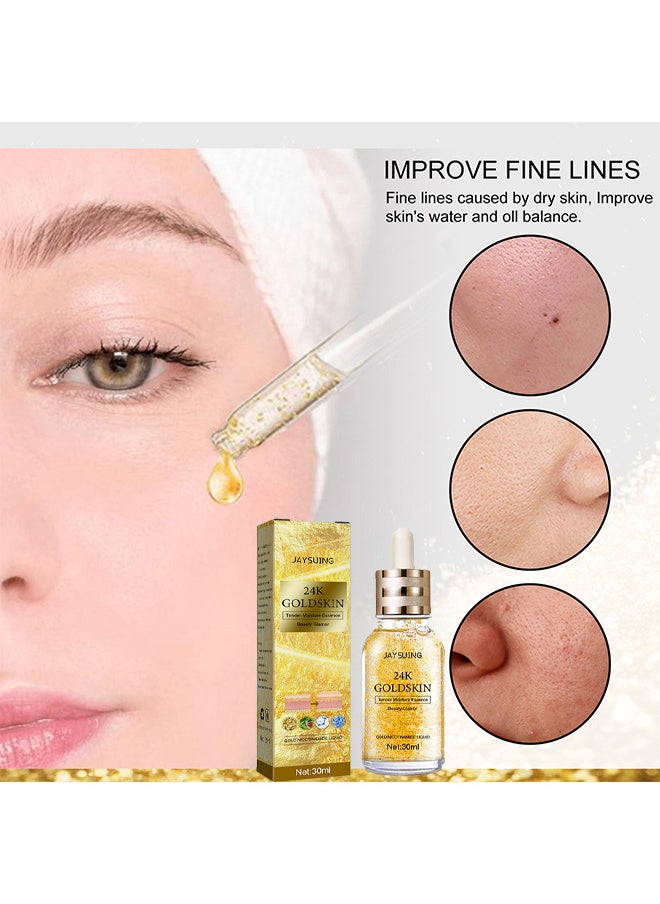 Jaysuing - 24K Gold Collagen Lifting Essence, Has The Effect Of Improving Fine Lines, Tightening The Skin, Brightening The Skin, Anti-Wrinkle Skin Repair Moisture Firming Lifting Serum 30ML - Image 1