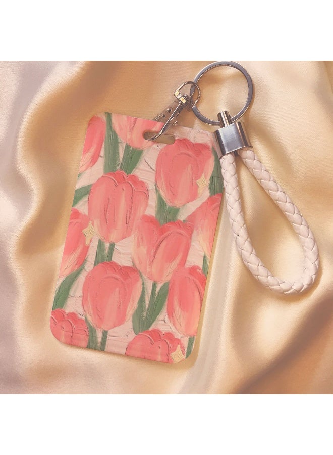 NIBEMINENT 1 - Piece Rose Kpop Photo Card Holder Pendant Key Chain ID Badge Holder ID Card Holder Photo Card Protector for School ID Office ID Access Card for Women Girls - Image 1